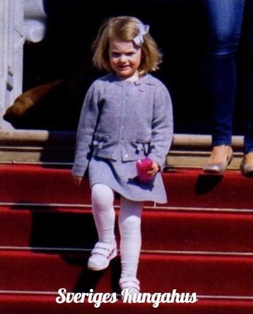 Crown Princess Victoria of Sweden and Princess Estelle of Sweden last week at Amalienborg Palace in Copenhagen, Sweden.
