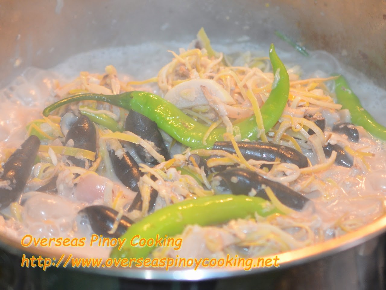 Ginataang Tabagwang at Puso ng Saging - Cooking Procedure