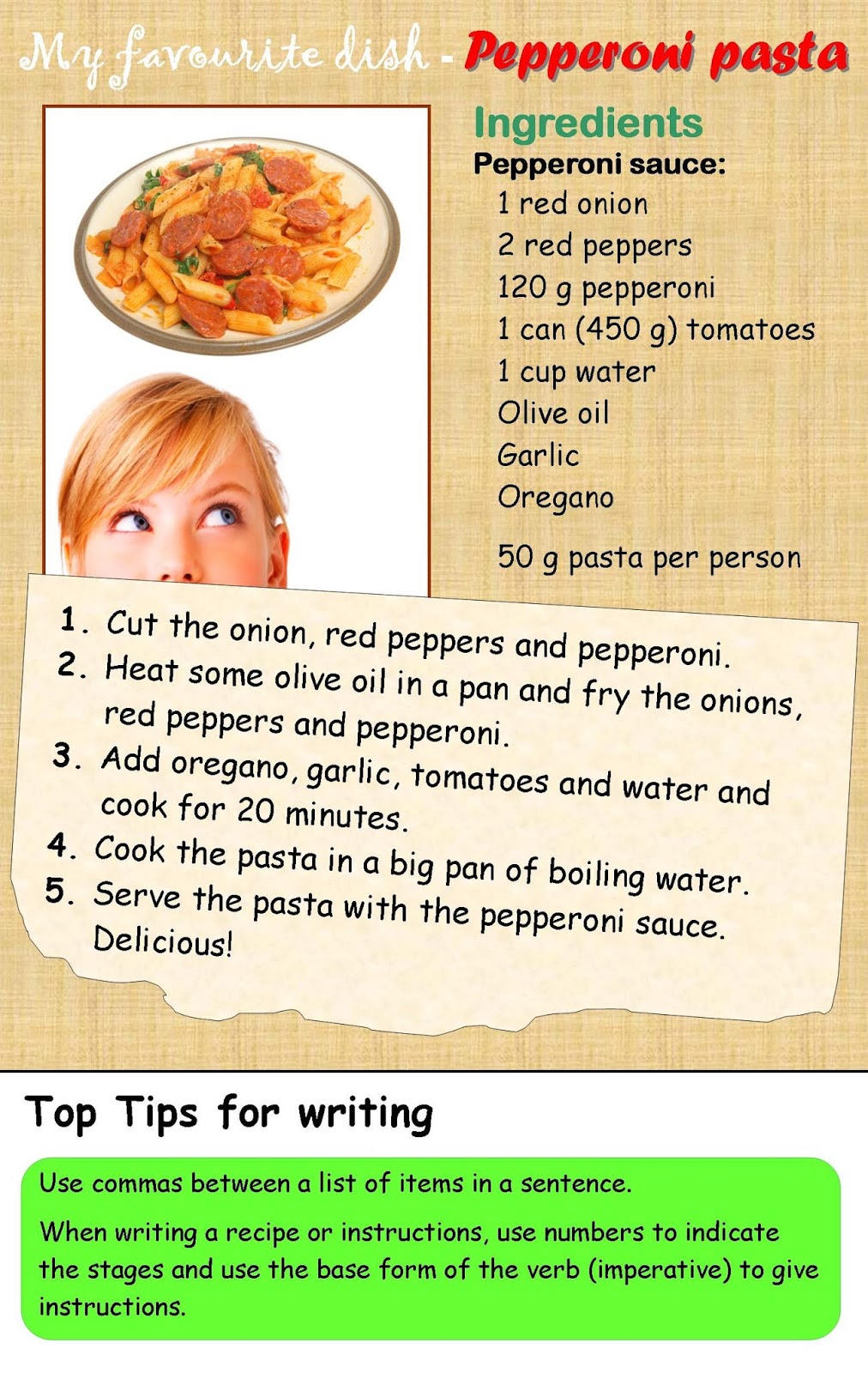 GET HOOKED ON ENGLISH HOW TO WRITE A RECIPE IN ENGLISH my-favorite-food-activity-atelier-yuwa-ciao-jp