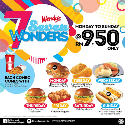 Wendy's Malaysia 7 Wonders Combo Meal Set RM9.50