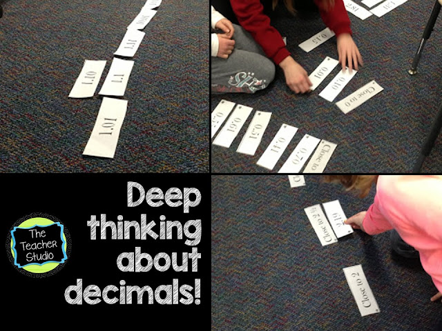 Teaching decimals is a tricky thing in elementary school.  It is very important that students have a good understanding of how our place value system works.  This post explains some decimal lessons and decimal activities that can help with that number sense.  Fourth grade decimals, decimal lessons, decimal printables, teaching decimals