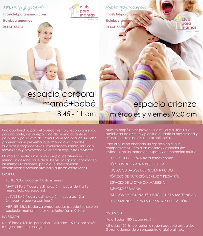 Espacio Corporal Mamas + Bebes. Club para Mamas. CCS