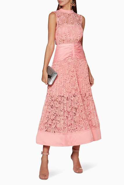 Pink Floral Lace Midi Dess 1750 AED Pink Floral Lace Midi Dess 1750 AED