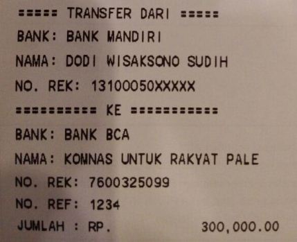 Transfer ke KNRP Februari 2017