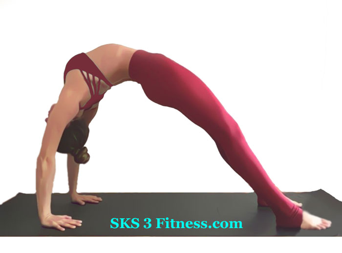 Yoga Girl doing Straight Leg Wheel Pose Yoga Saral pada chakrasana