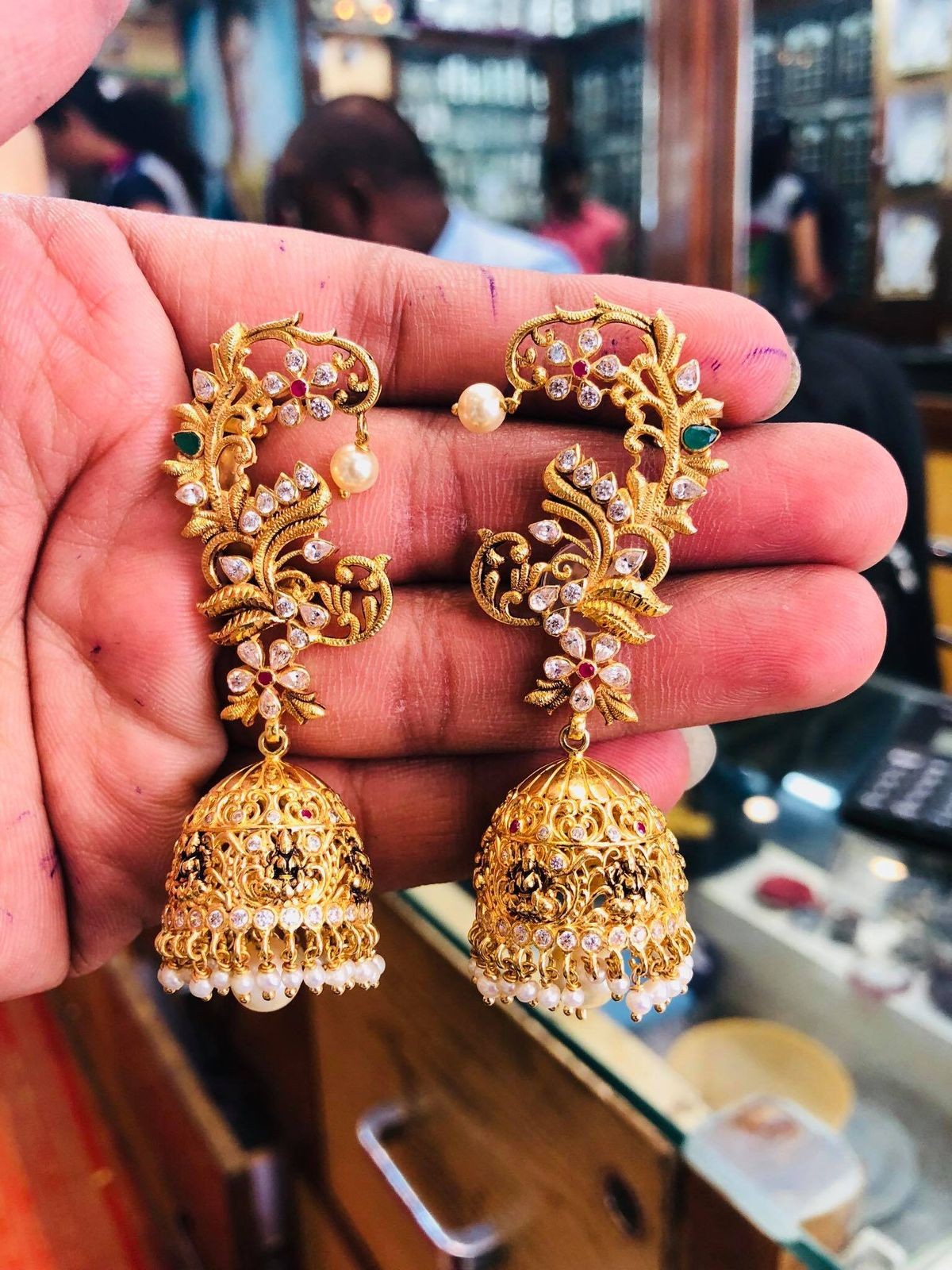 Buy Antico Traditional Diamond Studded Yellow Color Oxidized Big Jhumka  Earrings for Women Online at Best Prices in India  JioMart