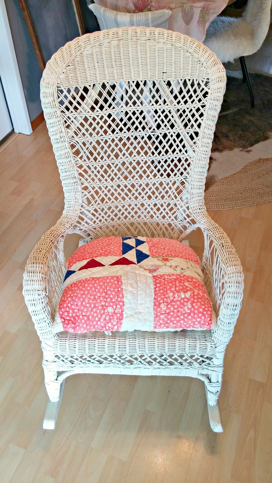 Vintage Wicker Rocking Chair Makeover Little Vintage Cottage