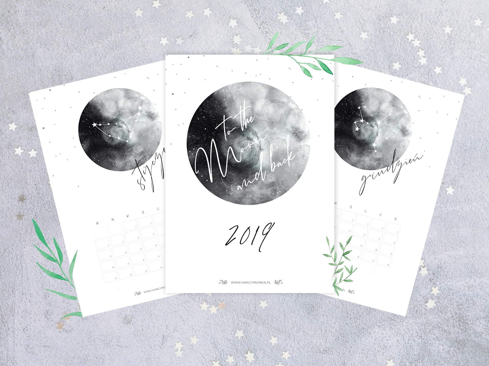 To The Moon And Back Kalendarz 2019 Do Druku Hancymonkapl