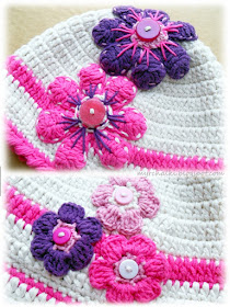 шапочка для девочки с цветами вязание
