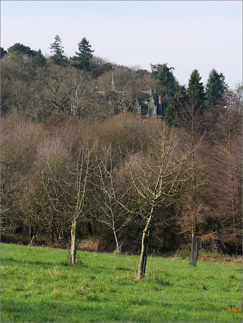 le Château du val à  Saint-Just vu du verger conservatoire