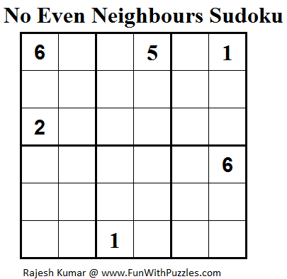 No Even Neighbours Sudoku (Mini Sudoku Series #39)