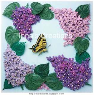 Lilac and swallowtail - quilling picture