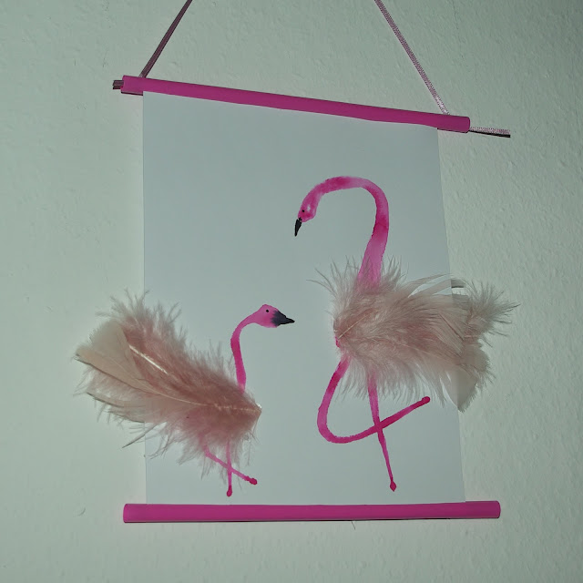 [DIY] Flamingo-Bild mit Federn