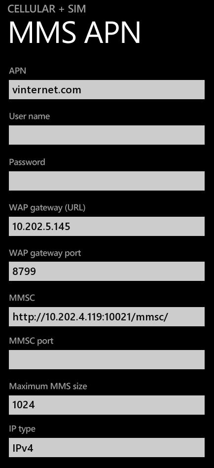  Videocon APN Settings for Nokia Lumia 520