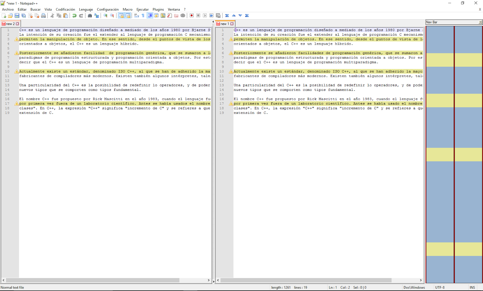 Notepad++ Comparar dos textos para ver sus diferencias Aplicaciones