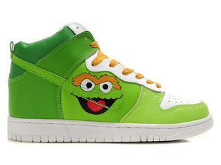 Nike Dunks Custom Design Sneakers : Oscar the Grouch Nike Dunk Sb High Tops Sesame Street Sneakers