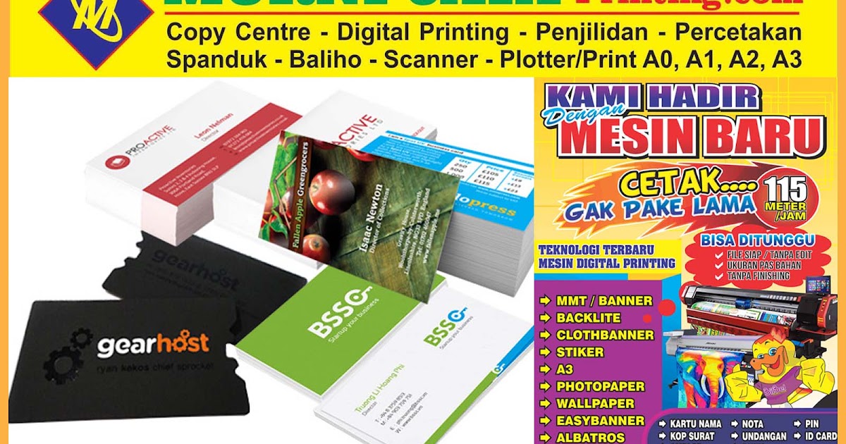 Tempat Cetak Kartu Nama Murah 24 Jam di Jakarta MURNI JAYA Printing
