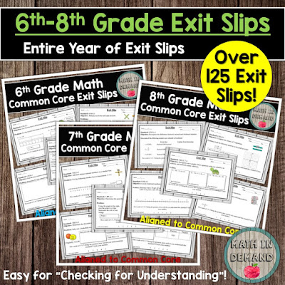 6th-8th Grade Math Exit Slips Bundle