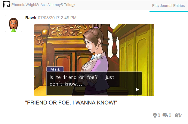 Phoenix Wright Ace Attorney Justice For All Mia Fey friend or foe I just don't know