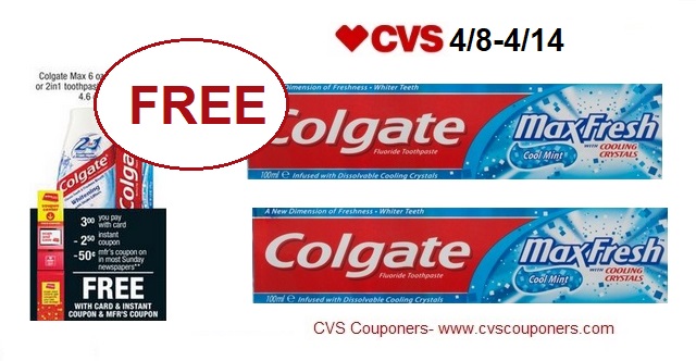 http://www.cvscouponers.com/2018/04/free-colgate-max-toothpaste-at-cvs-48.html