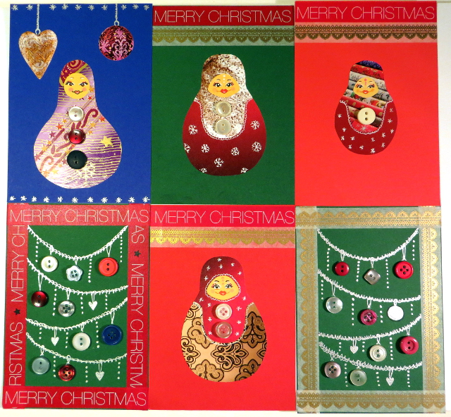 Button Matryoshka Christmas Cards