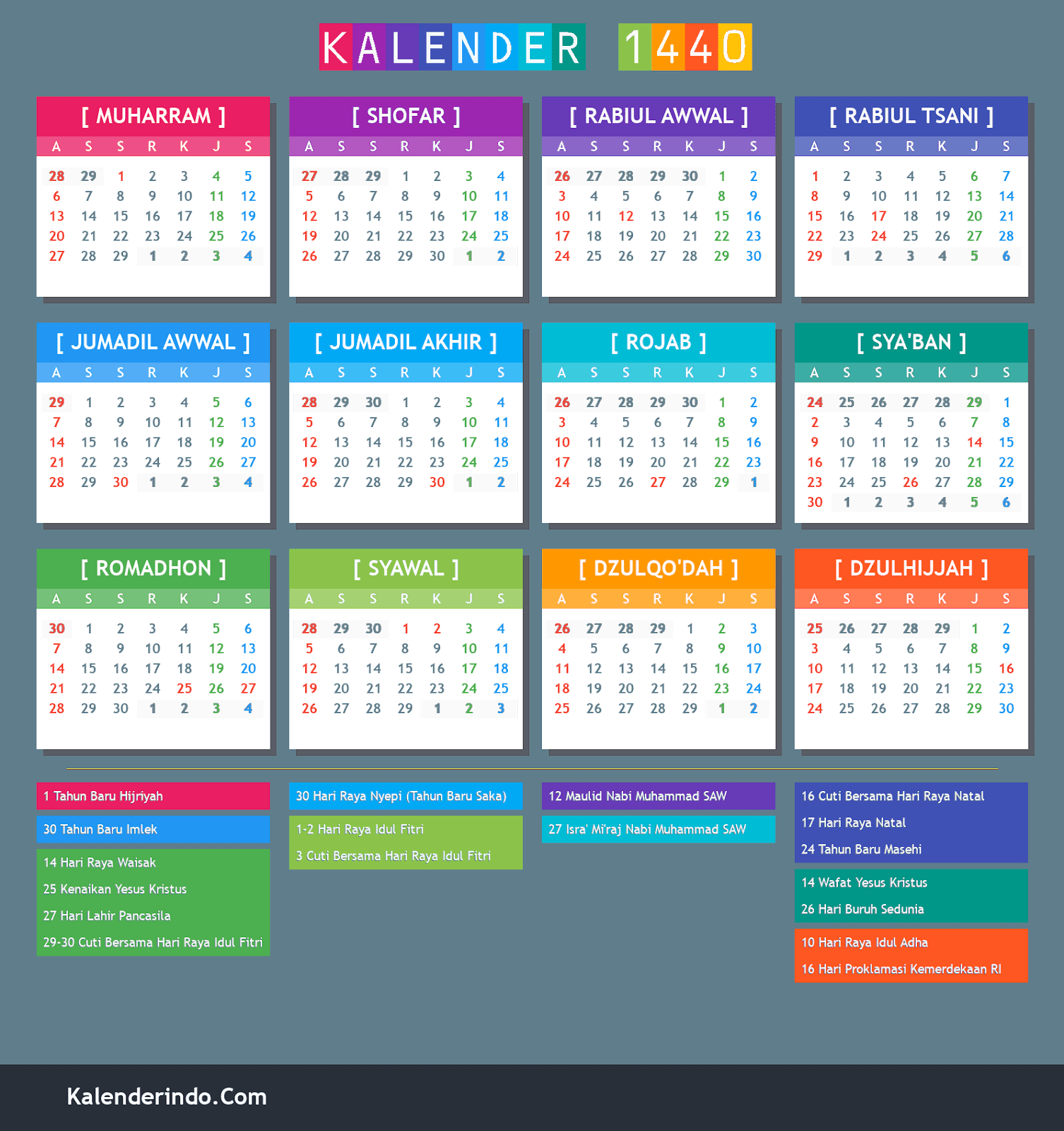 Kalender Tahun Lengkap Dengan Hari Libur Tanggal Merah Dan Cuti | Hot