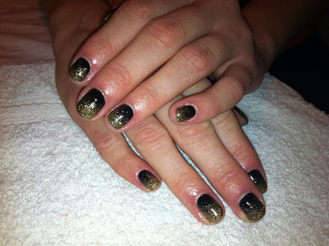 Gold Shellac Nail Designs with Glitter - wide 1