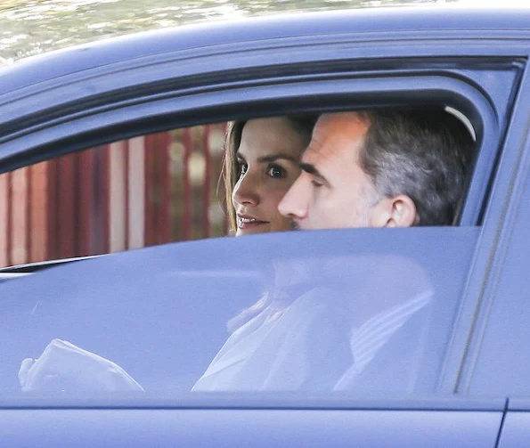 Princess Sofia, Princess Leonor, King Felipe, Queen Letizia,  Leonor and Sofia attend first week of school arrive at 'Santa Maria de los Rosales' school