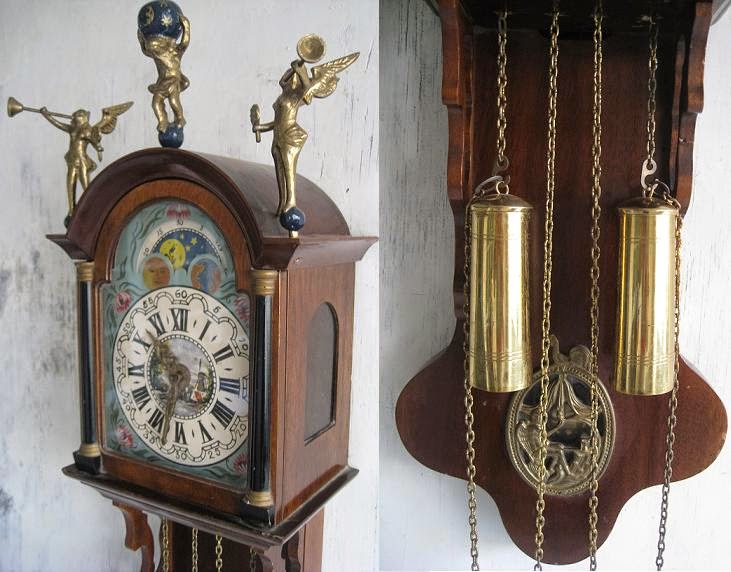 TOKO ANTIEK RETRO VINTAGE ART NOUVEAU GRANDFATHER CLOCK MOONPHASE