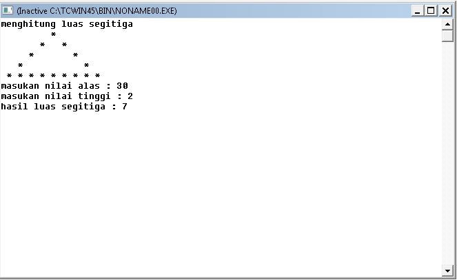 Membuat Program Menghitung Luas Segitiga pada turbo C++ | LIABLOG
