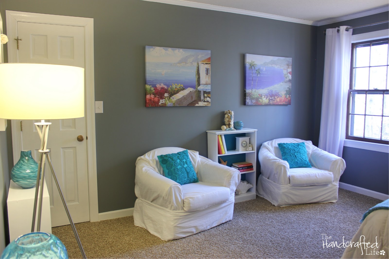 *The Handcrafted Life*: Teal, White and Grey Guest Bedroom Reveal