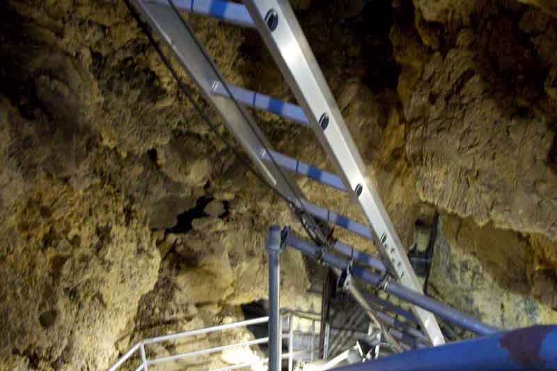 stairs and ladders within cave