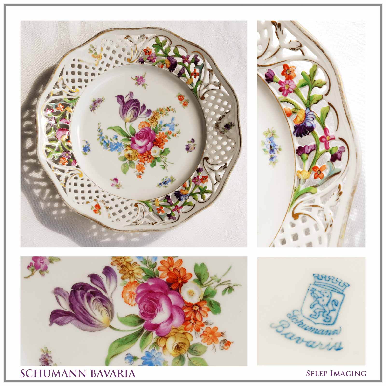 Schumann Bavaria china plate Reticulated porcelain