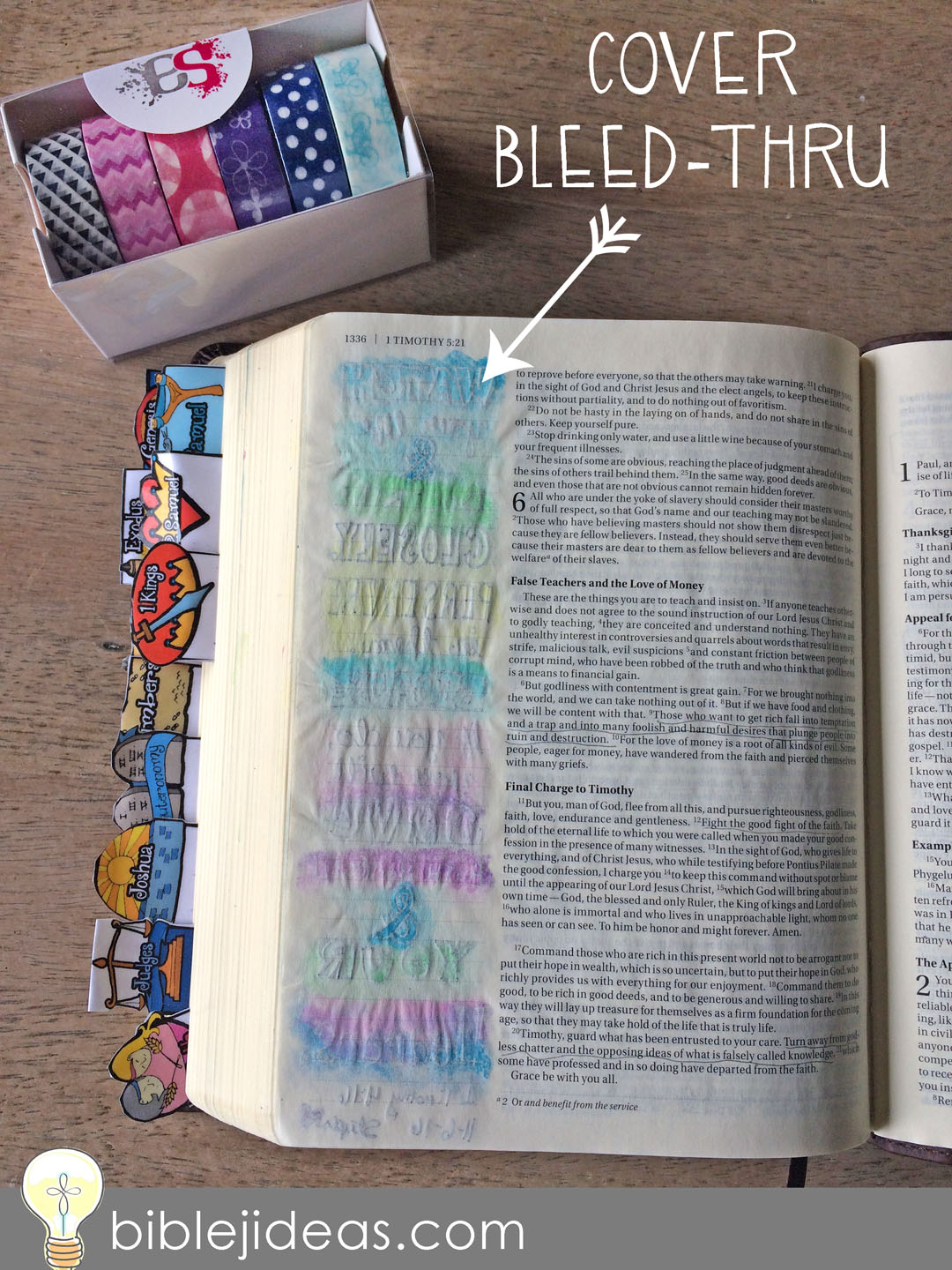 Bible Journaling Ideas How To Use Washi Tape to Cover BleedThru