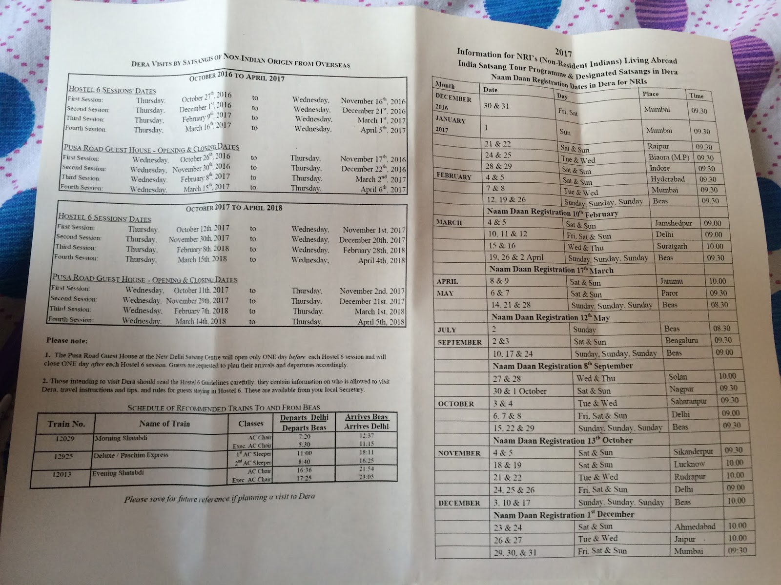 Rssb satsang schedule 2018