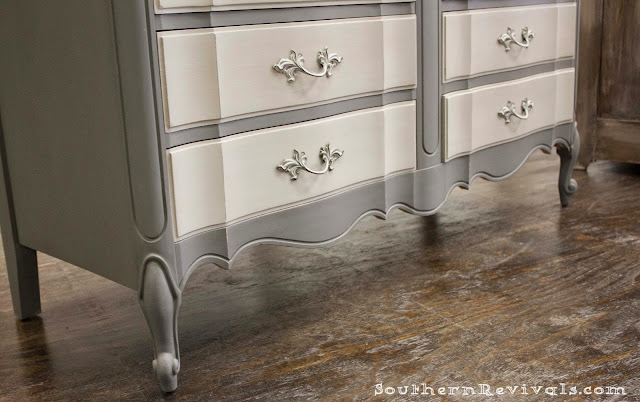 Southern Revivals | French Provincial Chalk Painted Gray Dresser Redo