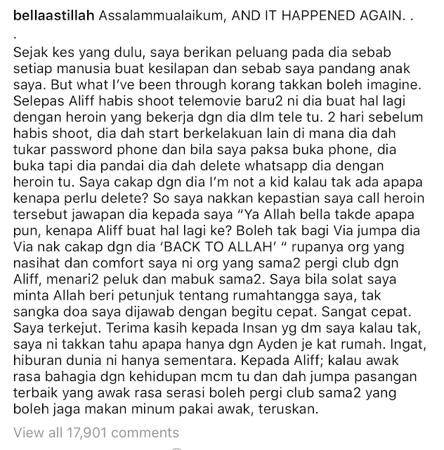Bella Astillah Dedahkan Aliff Aziz Kantoi Curang Buat Kali Kedua Aliff Aziz Kantoi Curang Buat Kali Kedua