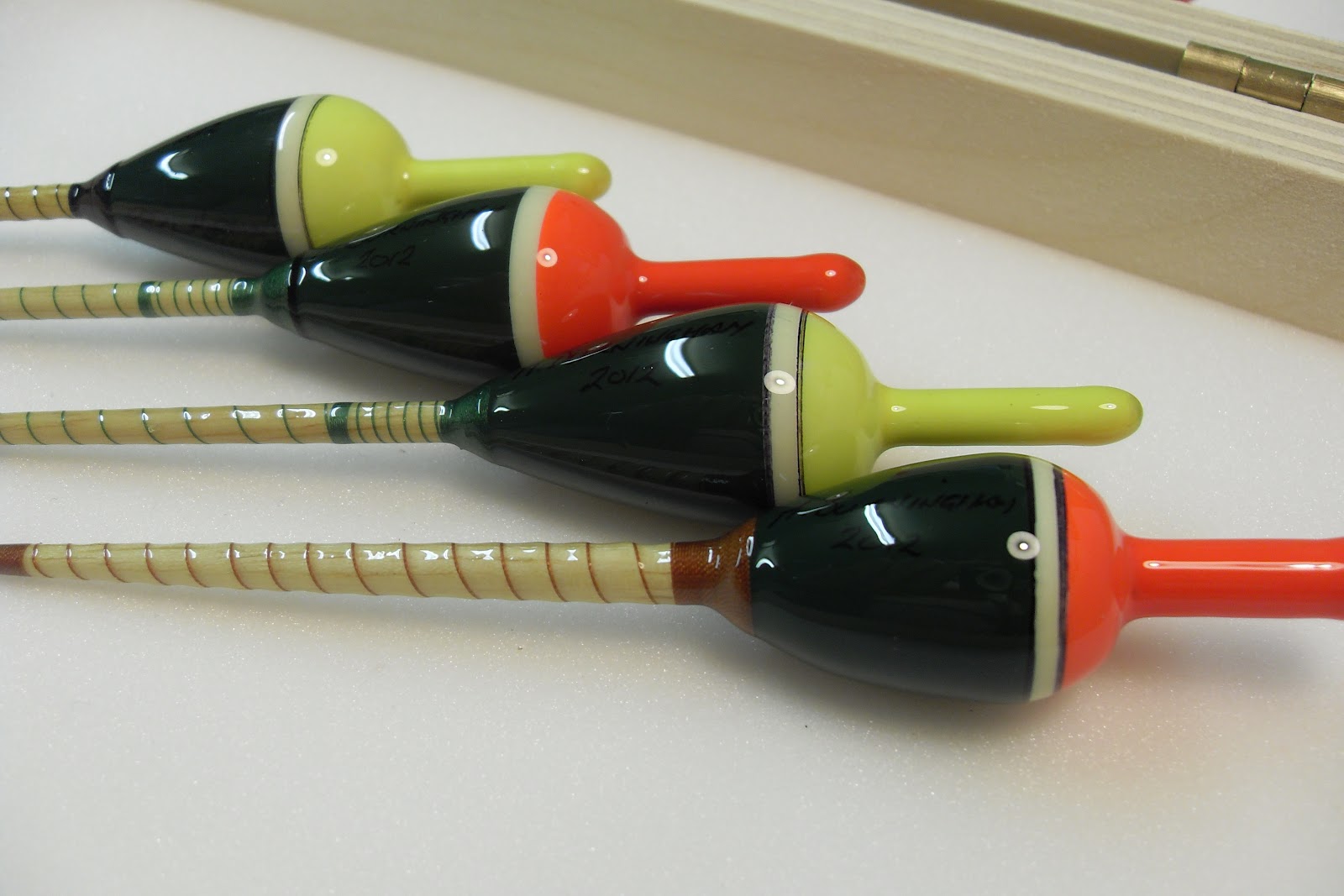 Handmade Fishing Floats by Mark Burningham. Perch bobbers
