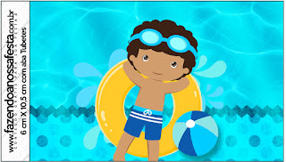Fiesta en la Piscina, Niño Moreno: Etiquetas para Candy Bar para Imprimir Gratis. Etiquetas de Fiesta en la Piscina, Niño Moreno para imprimir gratis.