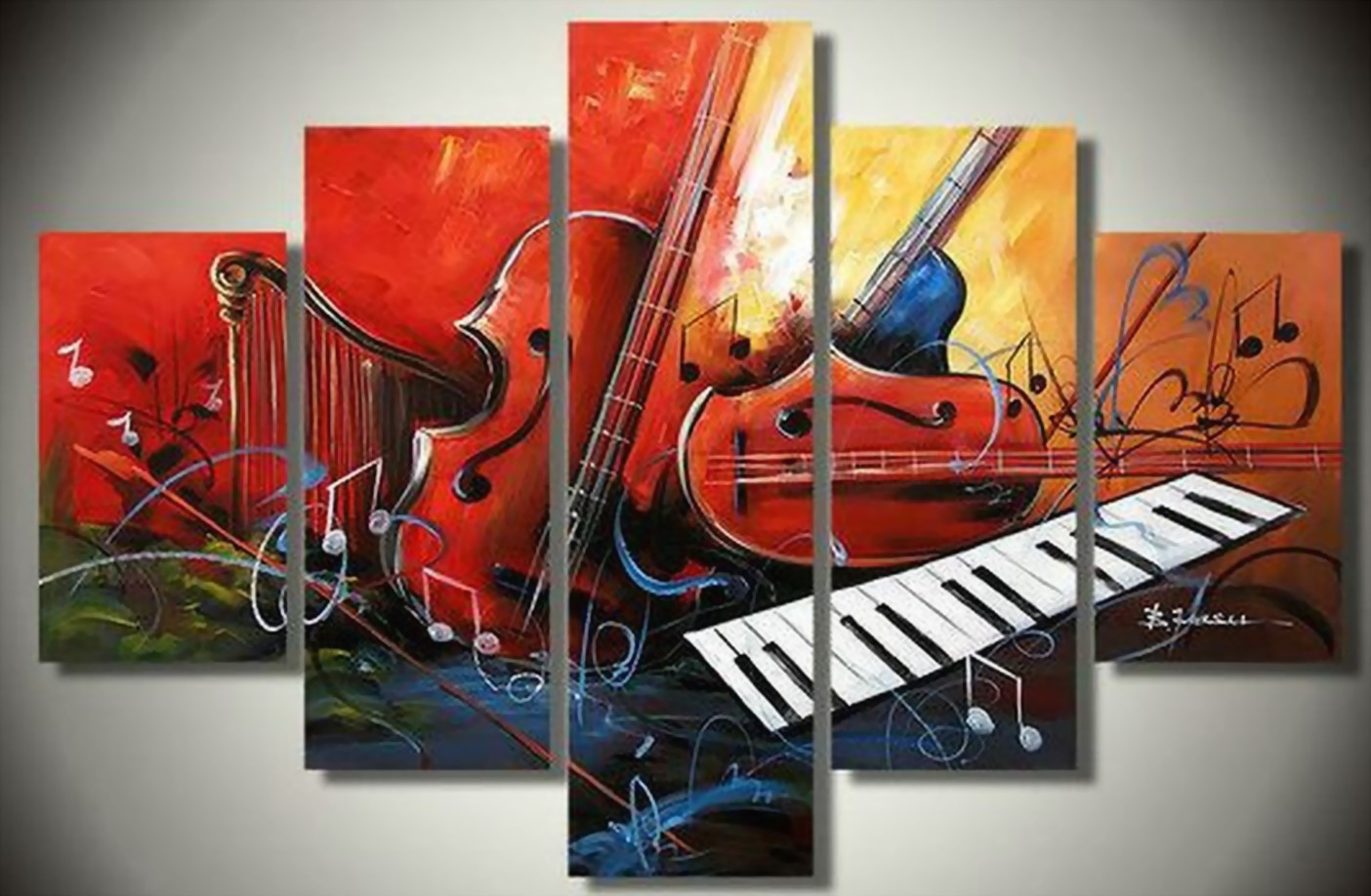 El arte es su máxima expresión : Pinturas de Trípticos Abstractos Modernos