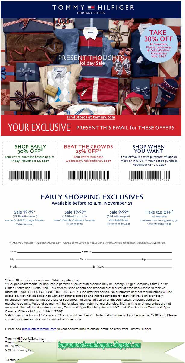 tommy hilfiger coupons