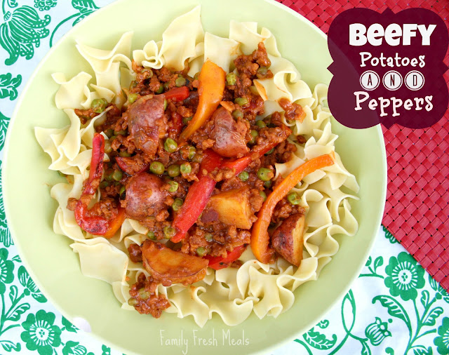 beefy potatoes & peppers (with vegetarian option)