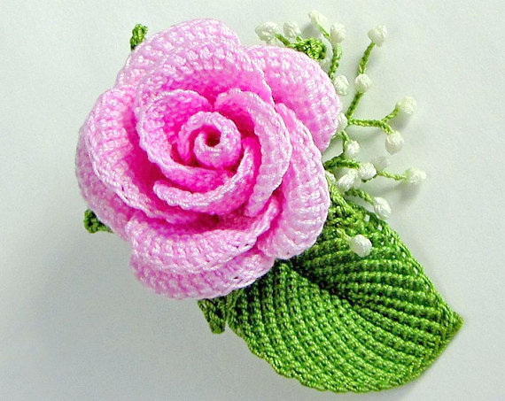 Rose Brooch flower Crochet pattern