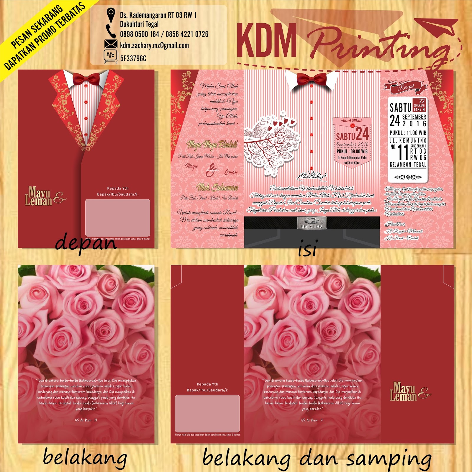 UNDANGAN PERNIKAHAN MURAH TEGAL KDM Printing CETAK