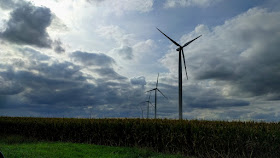 Wind turbines on the prairie in northwestern Illinois