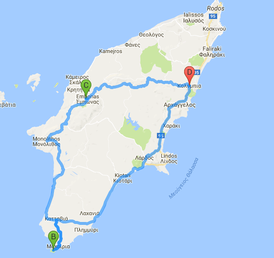 Rhodos Mapa Kolymbia | Mapa Rhodos Mapa Kolymbia | Mapa