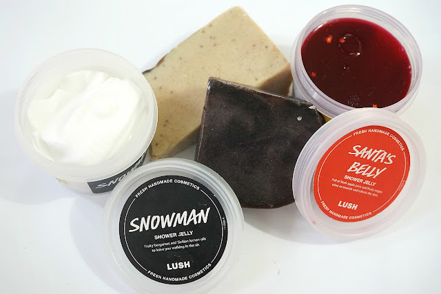 Lush Haul: Reindeer Rock Soap, Figs and Leaves Soap, Snowman Shower Jelly, Santa's Belly Shower Jelly