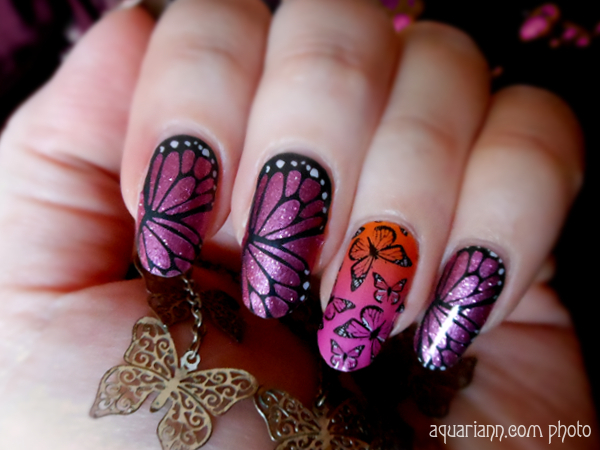 Pink Butterfly Nail Art