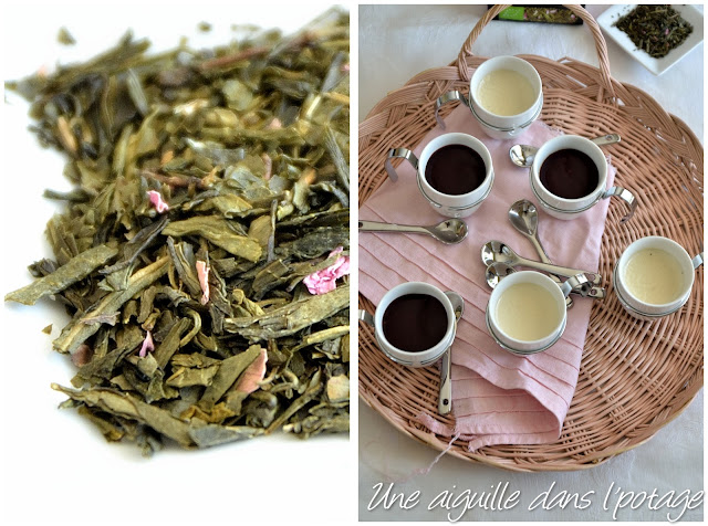 Panna cotta au thé vert Sencha de Chine, vanille et fleur de cerisier 