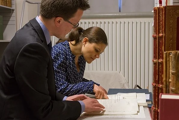 Crown Princess Victoria of Sweden visit The Bernadotte Library at the Royal Palace